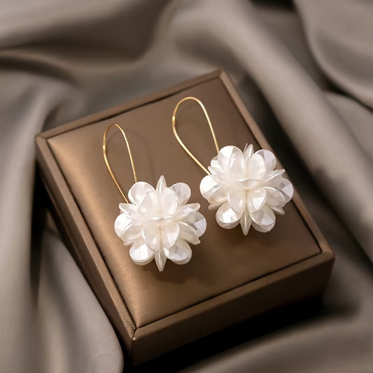 Long Flower Ball Earrings
