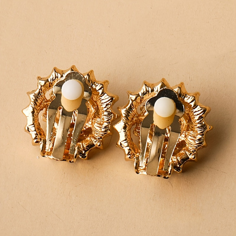 Rhinestone Flower Clip-On Earrings