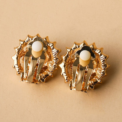Rhinestone Flower Clip-On Earrings