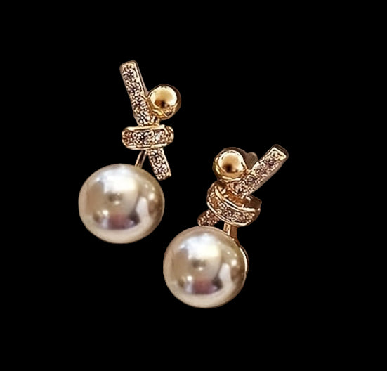 Knot Design Faux Pearl Stud Earrings