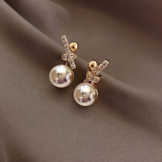 Knot Design Faux Pearl Stud Earrings