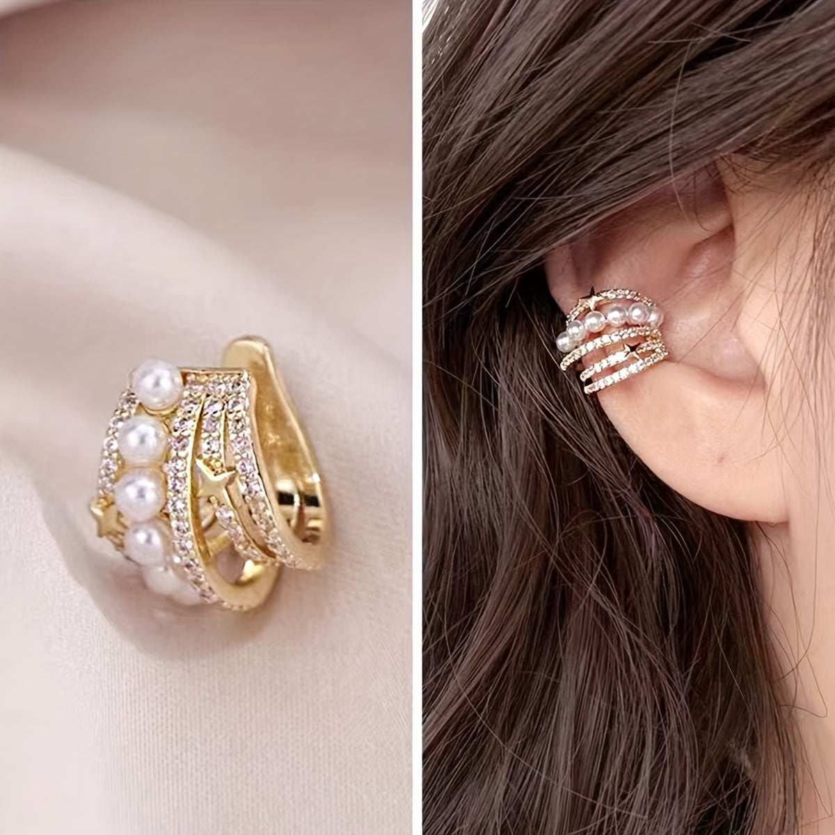 1 piece Golden N Pearl Clip on Earring