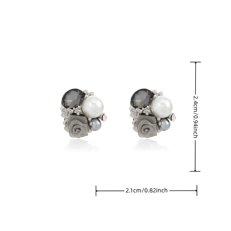 French Vintage Pearl Rose Earrings