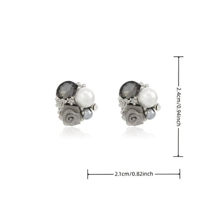 French Vintage Pearl Rose Earrings