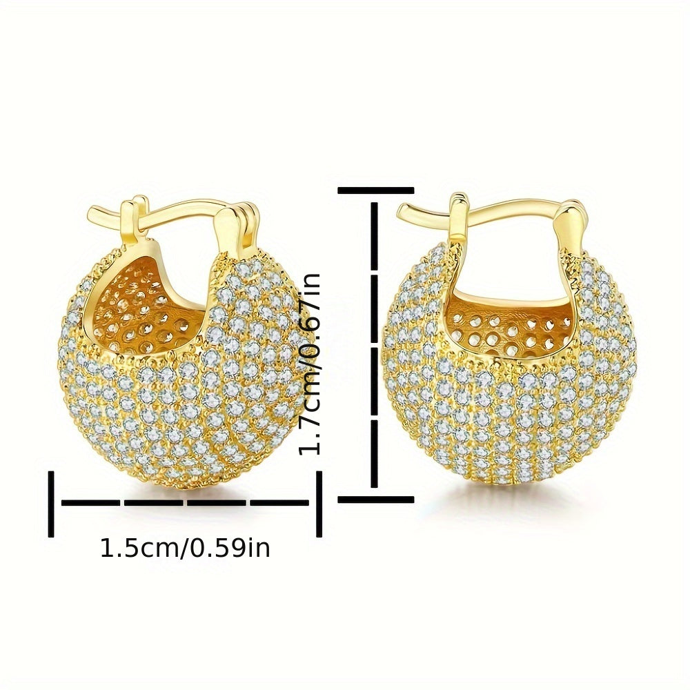 Synthetic Zirconia Spherical Earrings