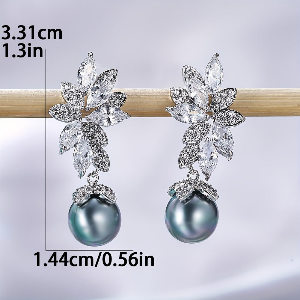 Gray Faux Pearl Dangle Earrings