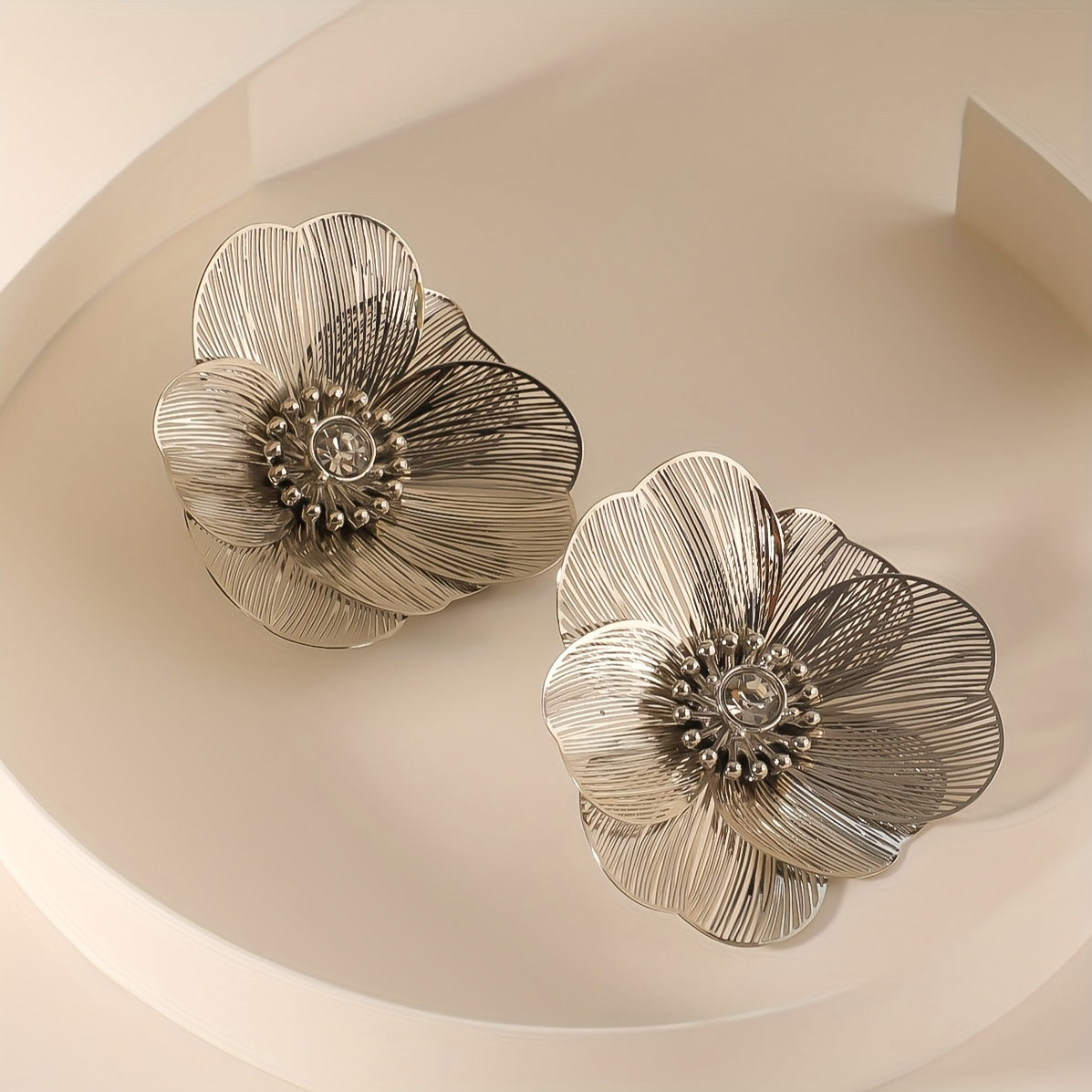 Floral Hollow Design Copper Stud Earrings