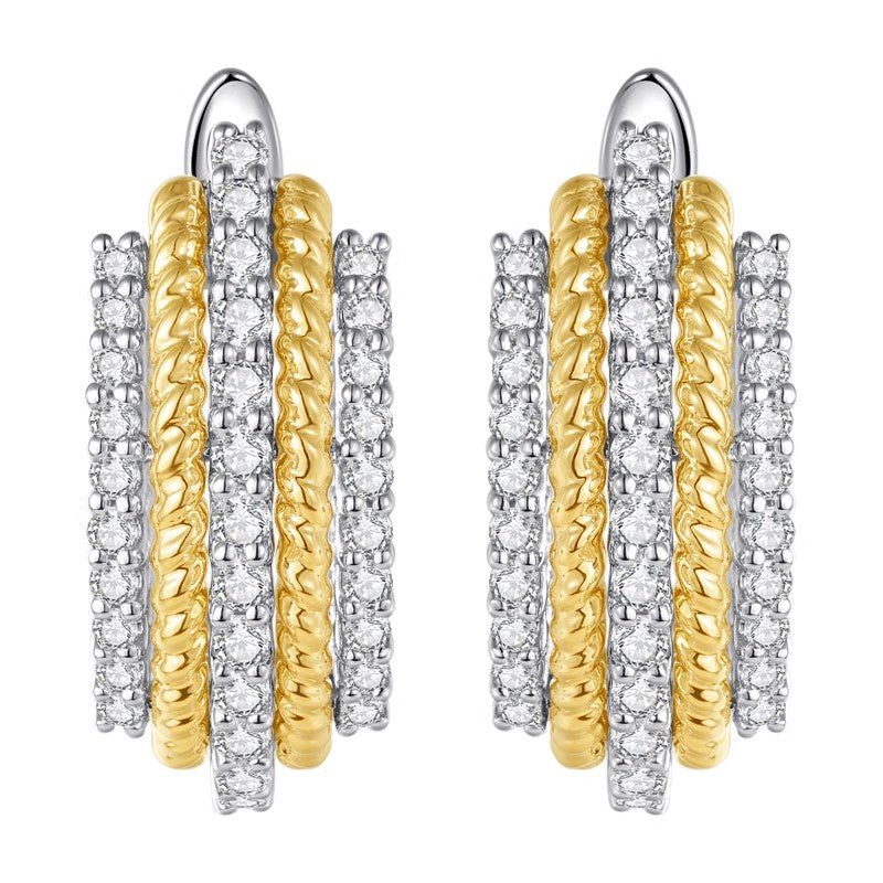 Zircon Two-Tone Earrings