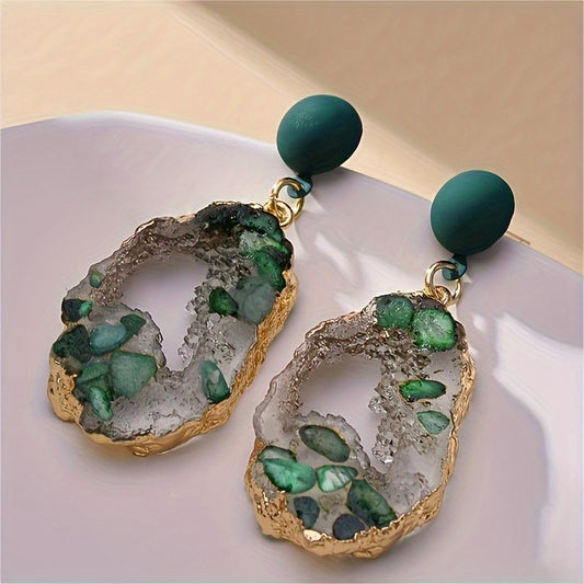 Green Resin Dangle Earrings