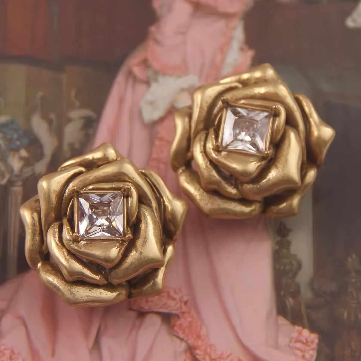 Vintage ROYAL Rose Stud Earrings