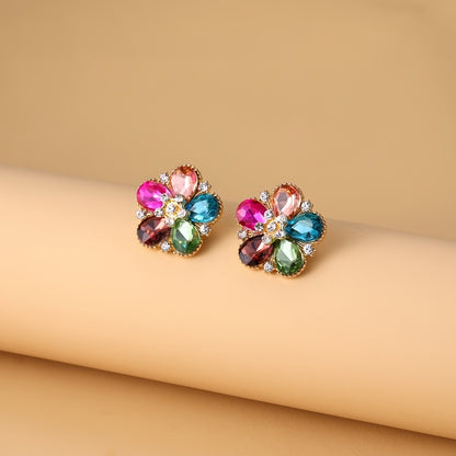 Plum Blossom Multicolor Stud Earrings