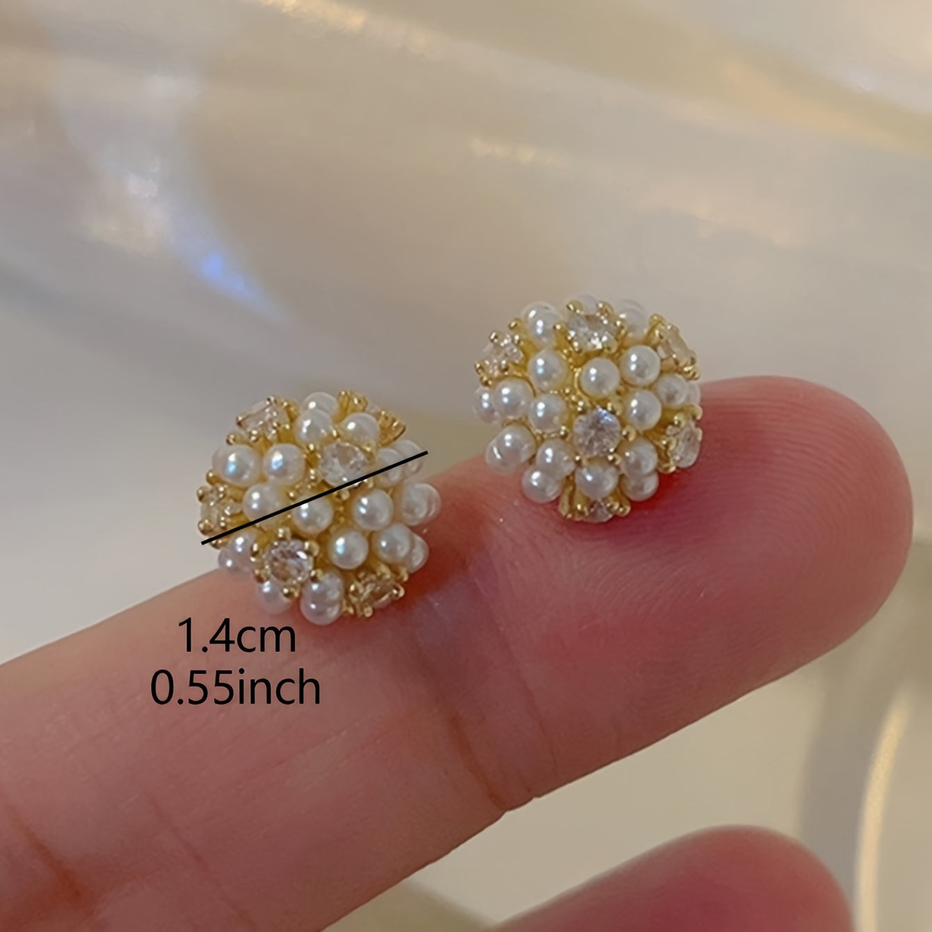 Pearl Glass Ball Stud Earrings