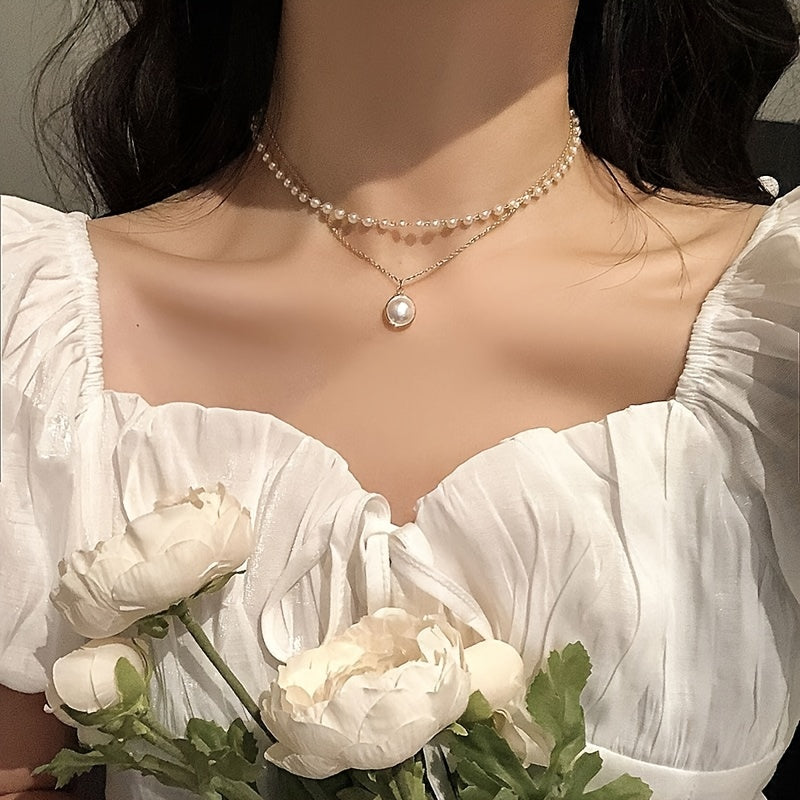 Double layer Faux Pearl String