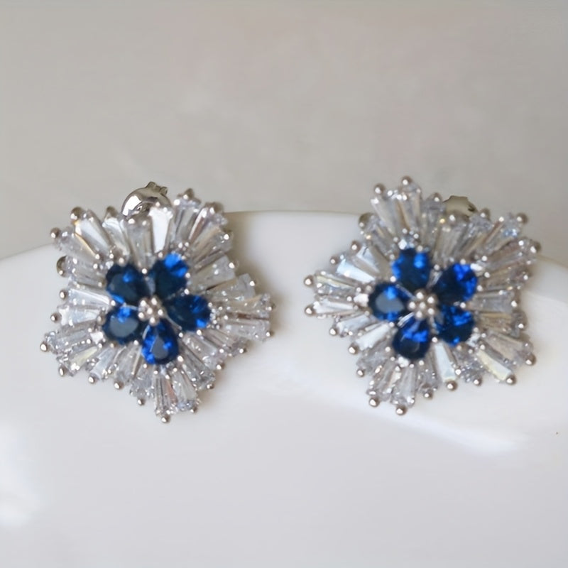 Sapphire Zircon Stud Earrings