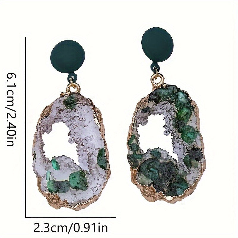 Green Resin Dangle Earrings
