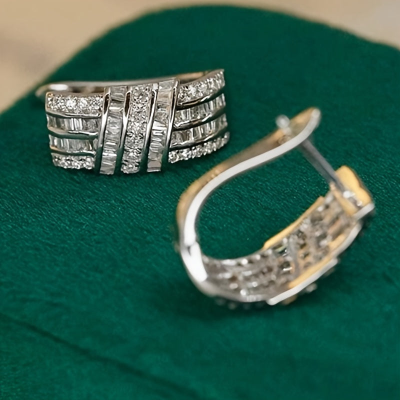 Hoop Earrings with Sparkling Zircon