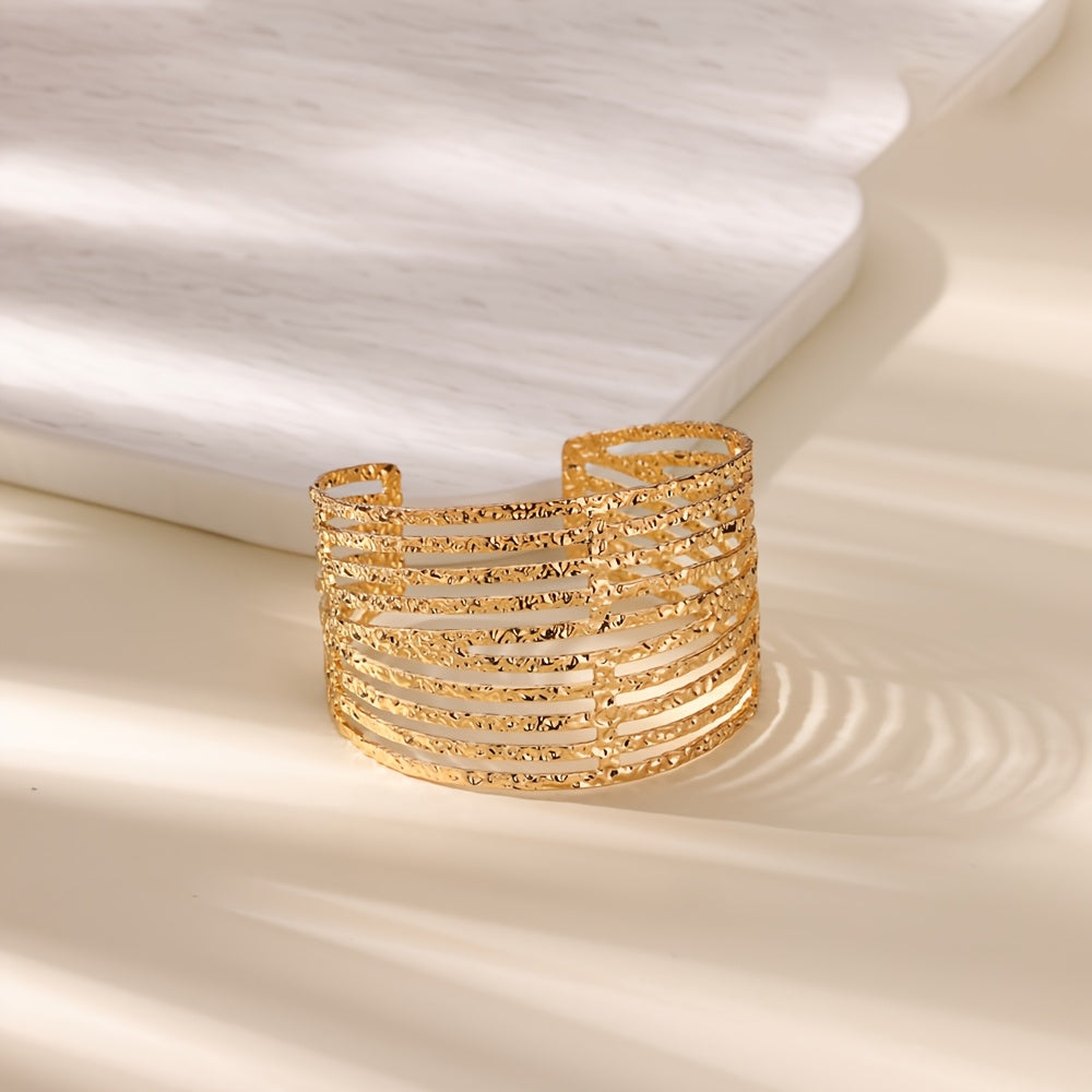Golden-Tone Stainless Steel Open Cuff Bracelet