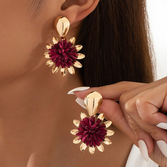 Iron Flower Earrings with Velvet