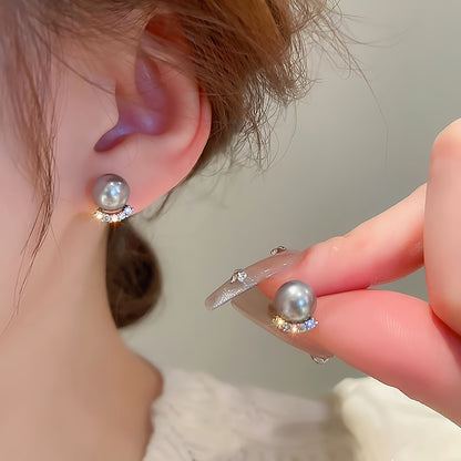 Tiny Grey Pearl Earrings