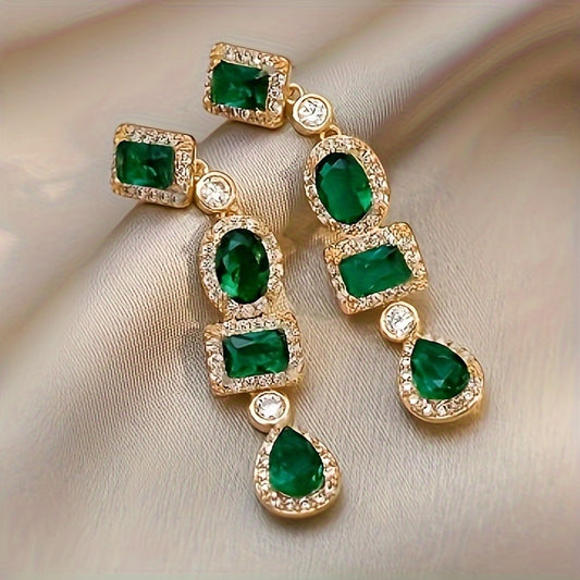 Japanese Style Golden-Tone Dangle Earrings