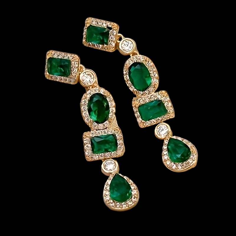 Japanese Style Golden-Tone Dangle Earrings