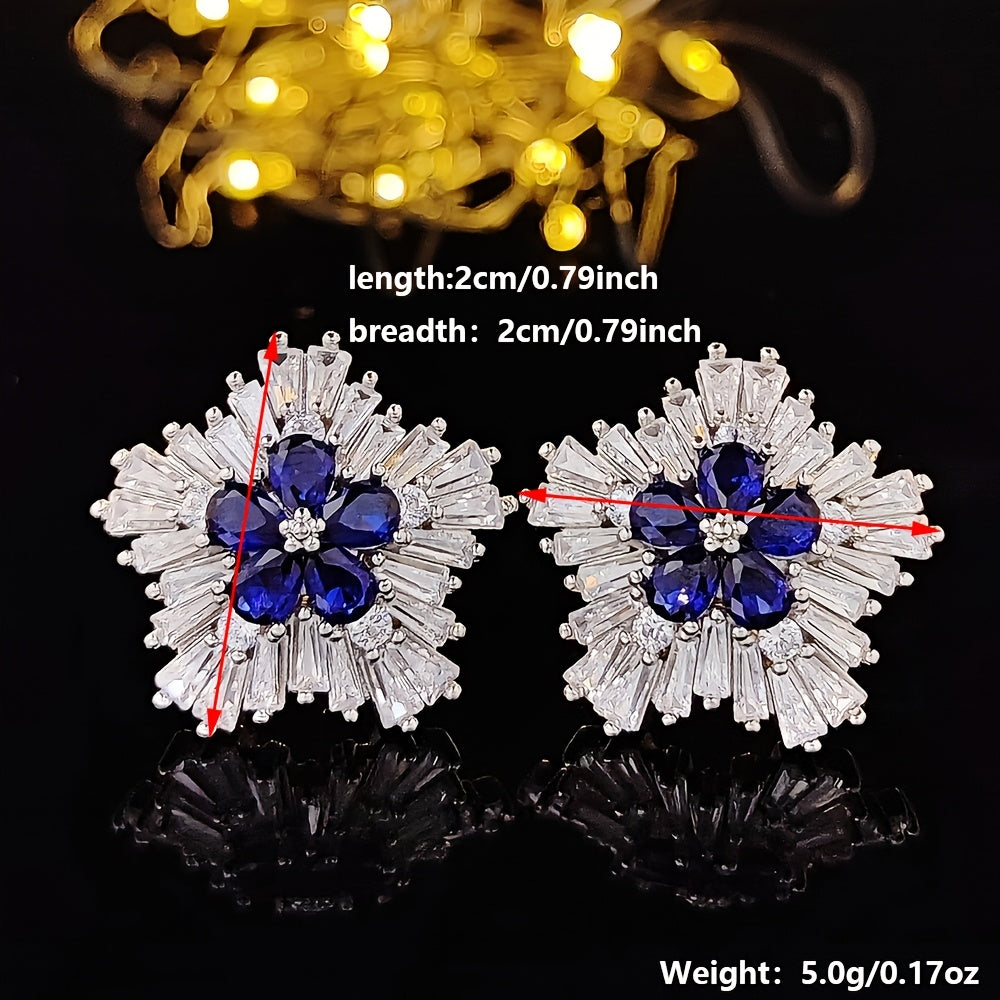 Sapphire Zircon Stud Earrings