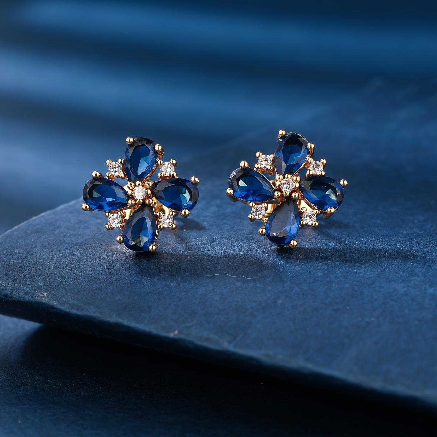 Royal Blue Cubic Zirconia Stud Earrings