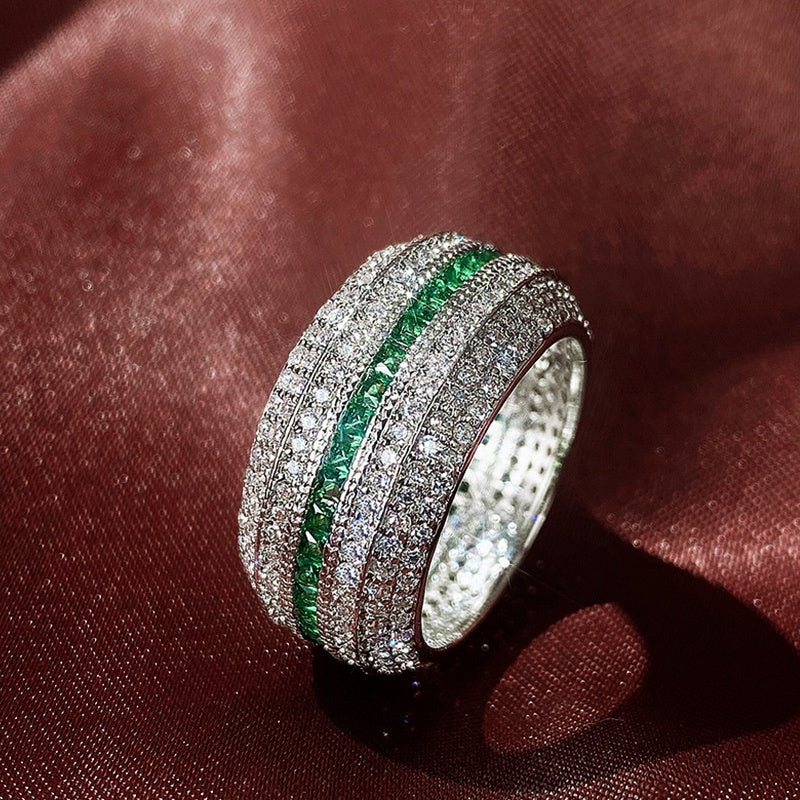 Double Color zircon Wide Band Ring