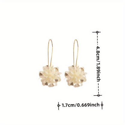 Long Flower Ball Earrings