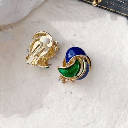Windmill Design Peacock Clip-On Earrings