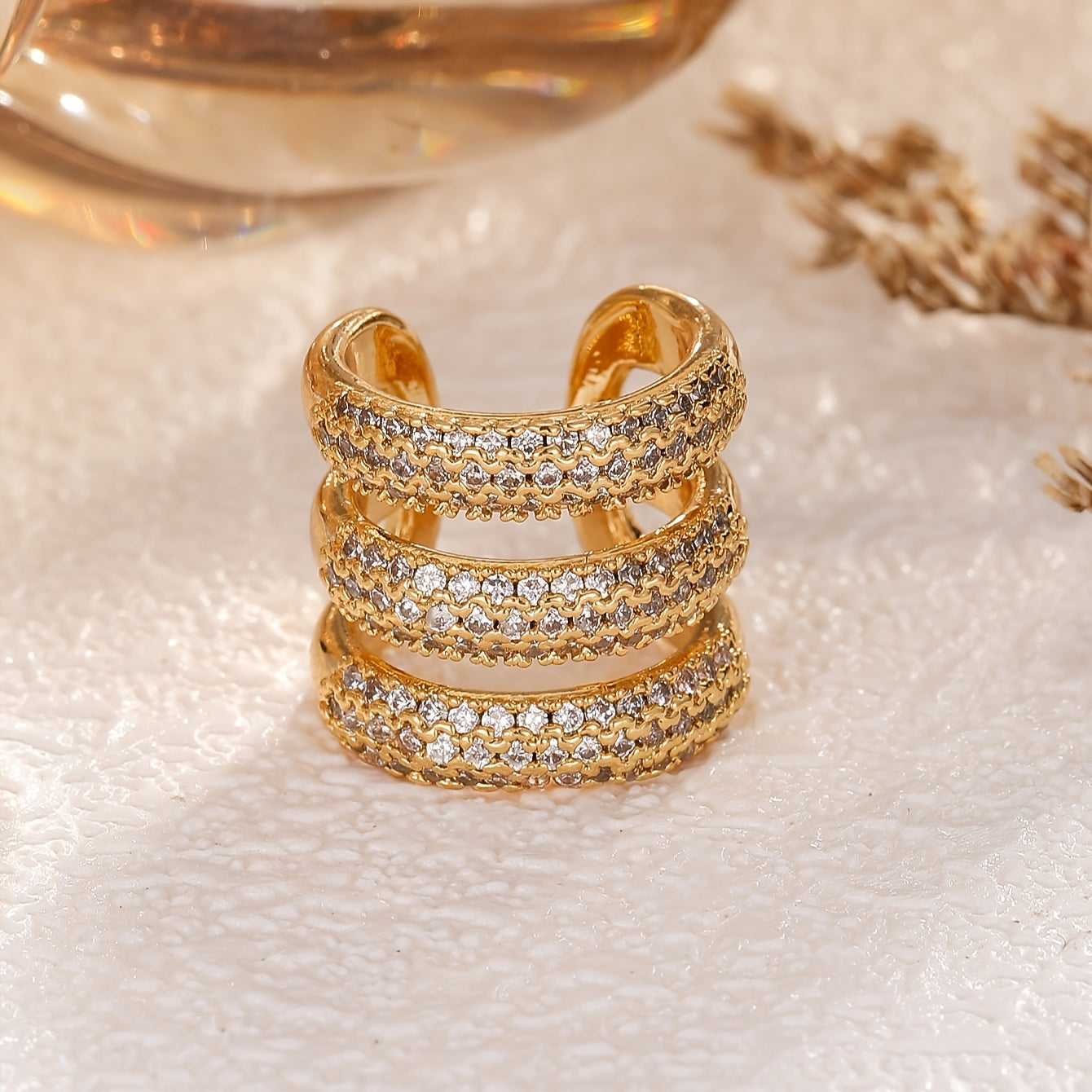 1pc Three-layer Full Rhinestone Hollow Earring Clip