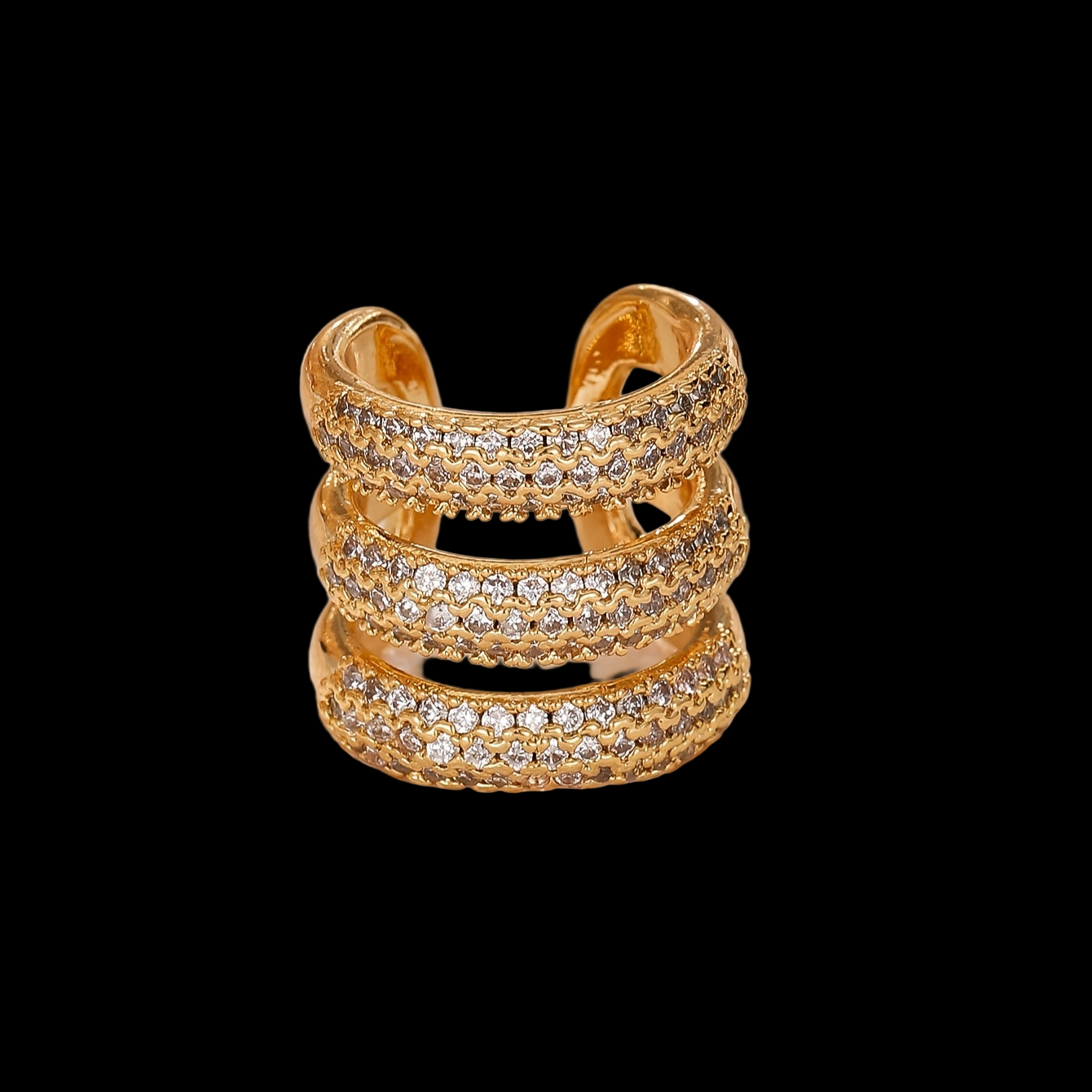 1pc Three-layer Full Rhinestone Hollow Earring Clip