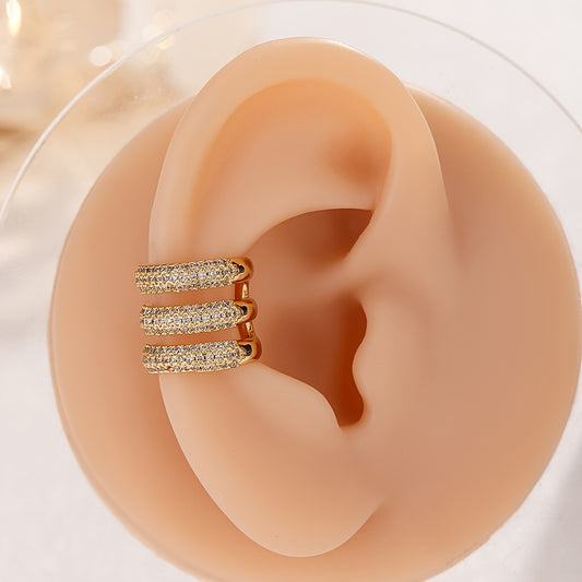 1pc Three-layer Full Rhinestone Hollow Earring Clip