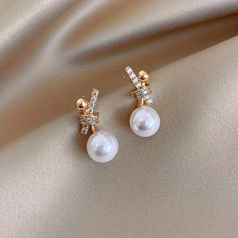 Knot Design Faux Pearl Stud Earrings