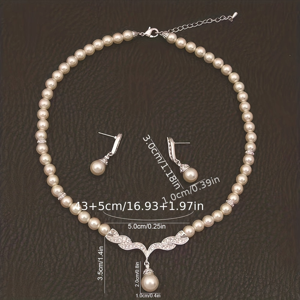 3 piece Faux Pearl White Set