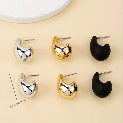 3 Pair Water Droplets Earrings