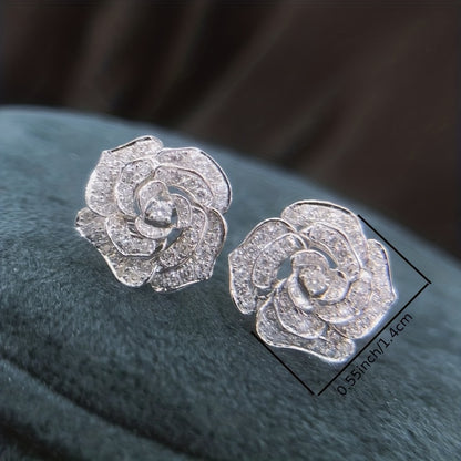 Pretty Rose Shaped Stud Earrings