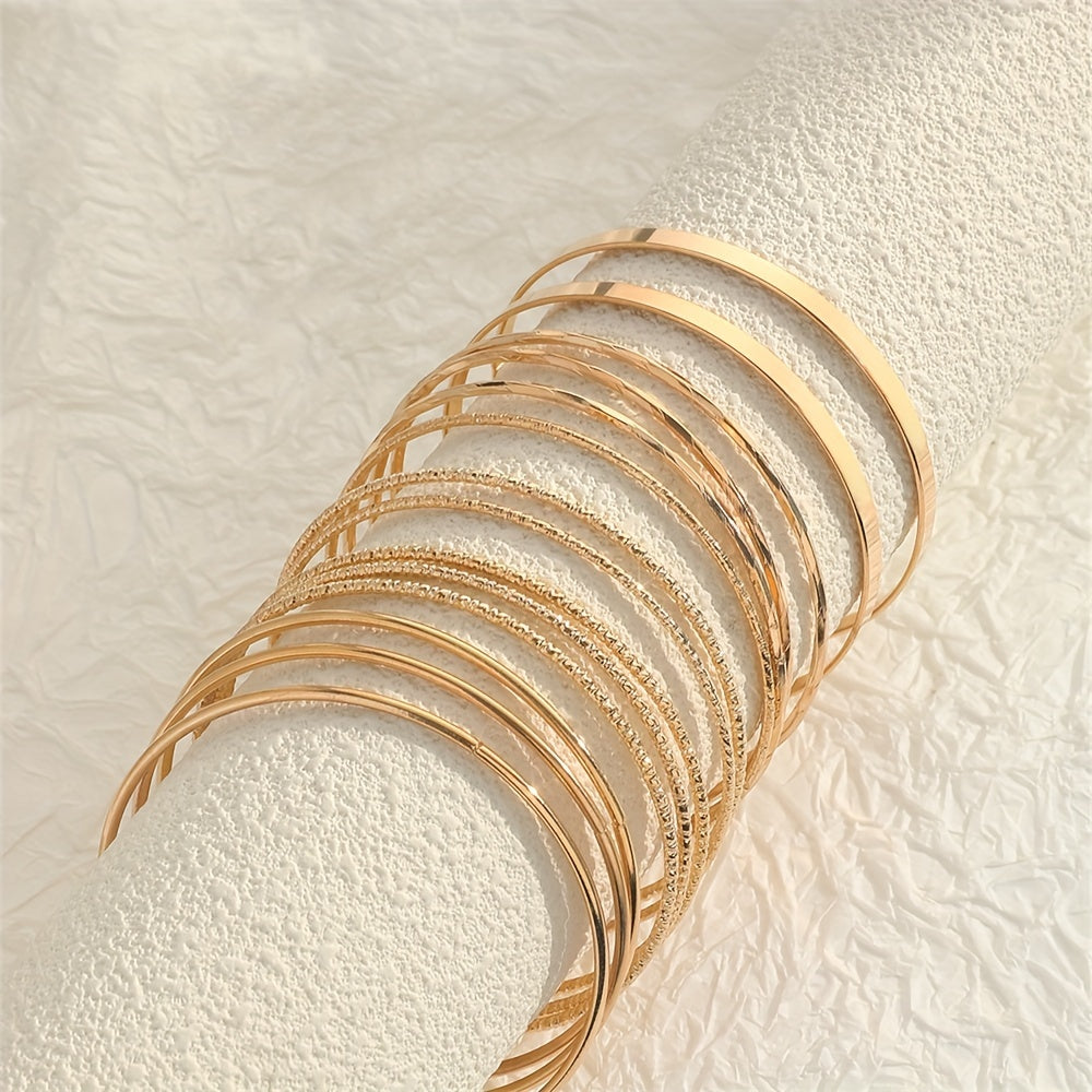 Simple Texture Wide Version Plain Bracelet Set