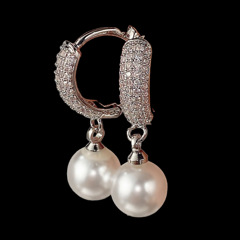 Freshwater Pearl Zircon Dangle Earrings