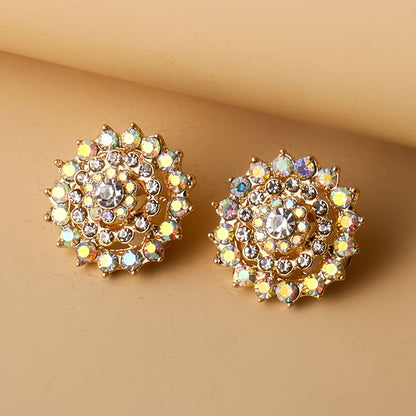 Rhinestone Flower Clip-On Earrings