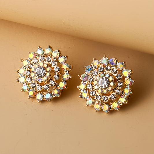 Rhinestone Flower Clip-On Earrings