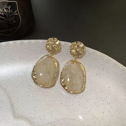 Vintage Elegant Irregular Geometric Resin Dangle Earrings