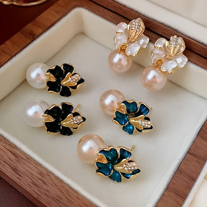 French Vintage Dripping Oil Stud Earrings