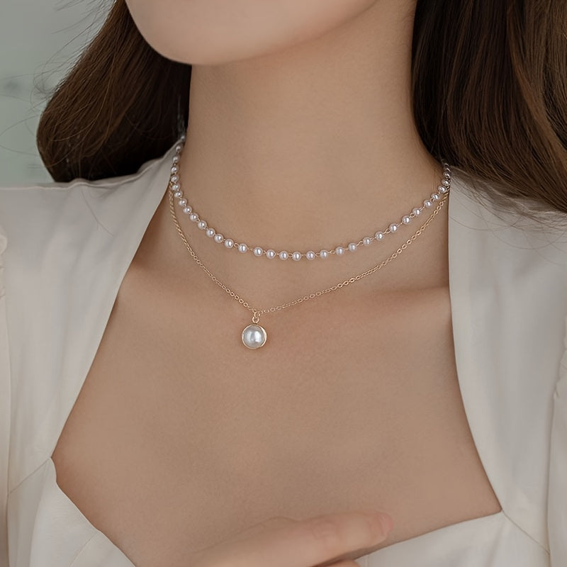 Double layer Faux Pearl String