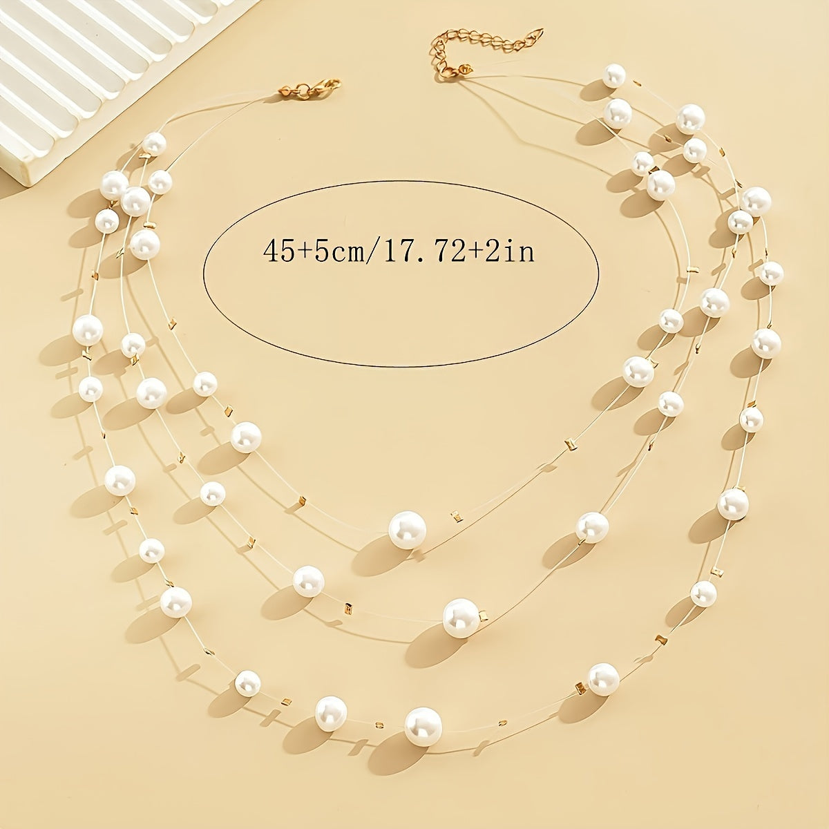MULTI STRING FAUX PEARL NECKLACE