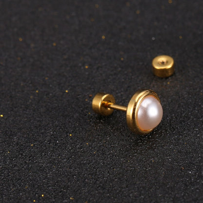 Pair Of Stainless Steel Threaded Stud Earrings