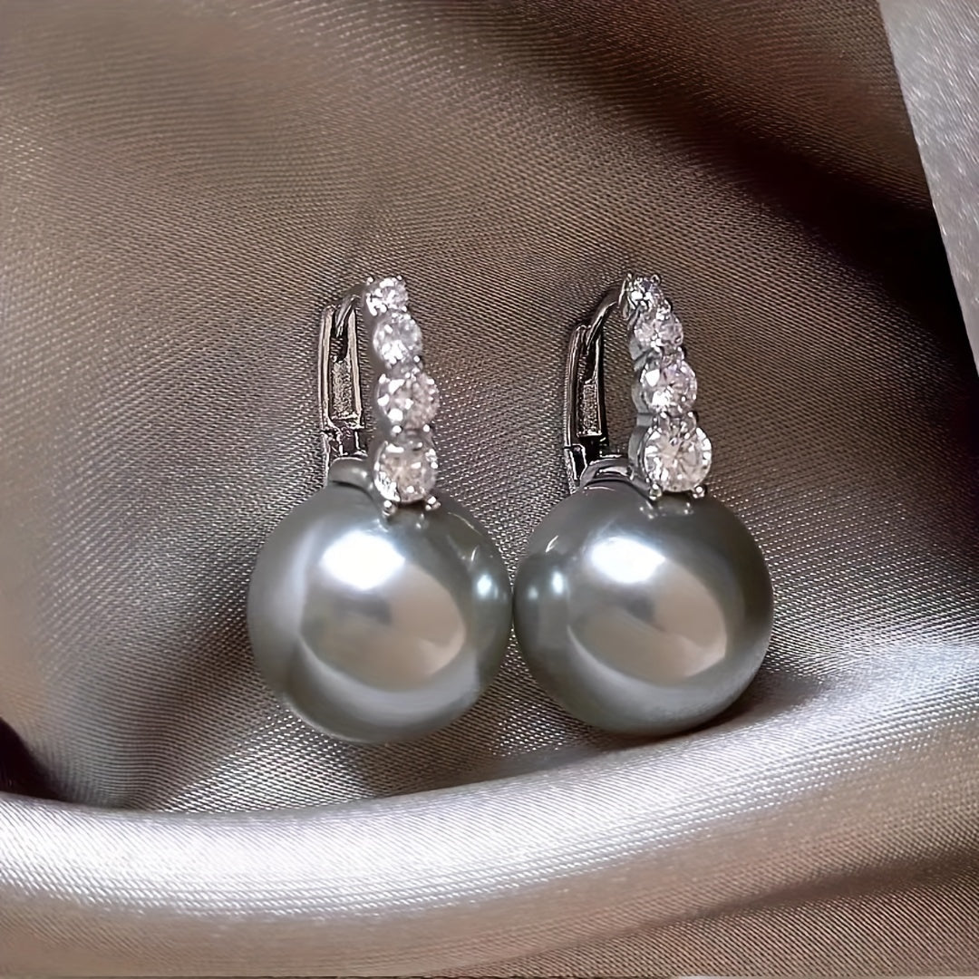 Zircon Hemp Gray Earrings