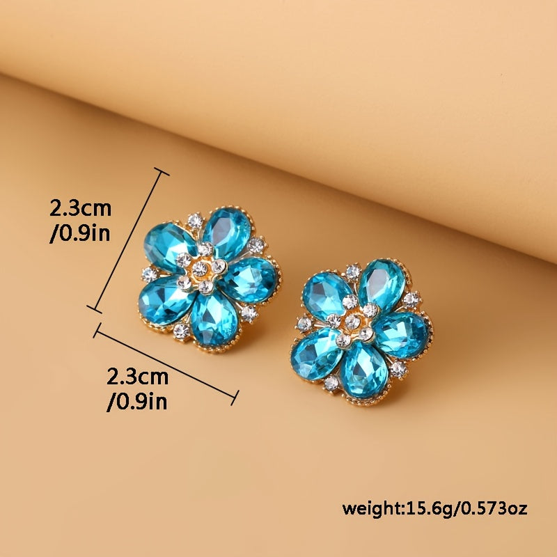 Blue Blossom Gem Stud Earrings