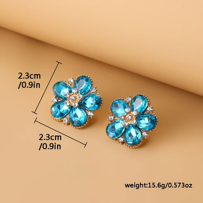 Plum Blossom Gem Stud Earrings