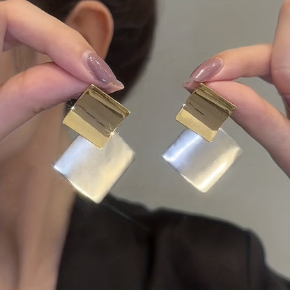 Silver N Gold Rhombus Earrings